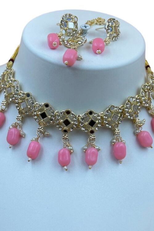 Brass Gold-plated Pink Jewel Set