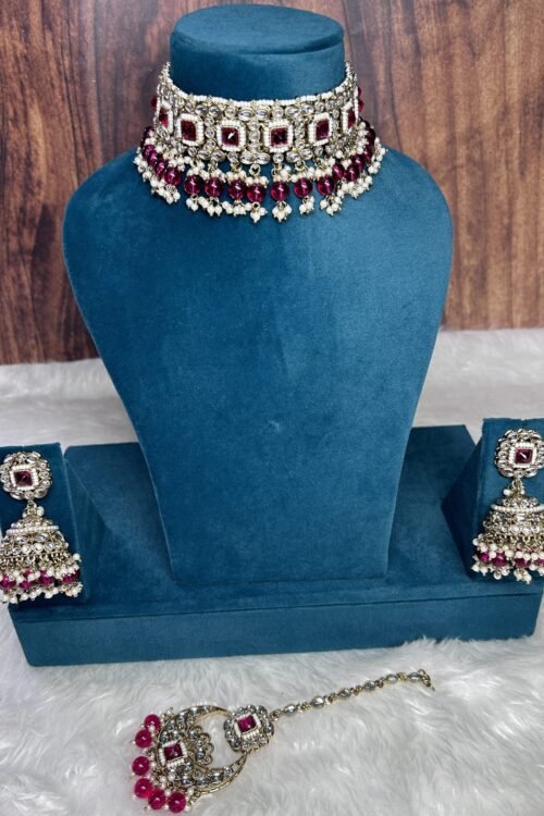 Antique Jewellery Mehendi plating pink choker