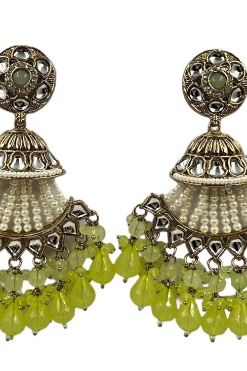 Perrot Green crystal beads elegant half moon earrings